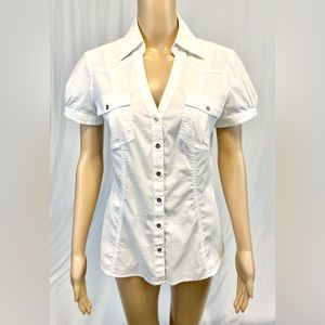 Express White Button Down Tailored Short Sleeve Shirt
Size: Medium